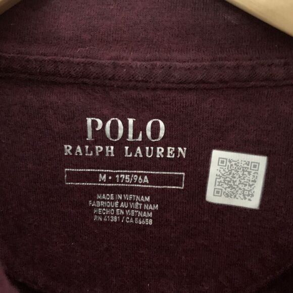 POLO Ralph Lauren Mens M Wine Striped LS 1/4 Zip Pullover Sweater Cotton Modal - Picture 2 of 5